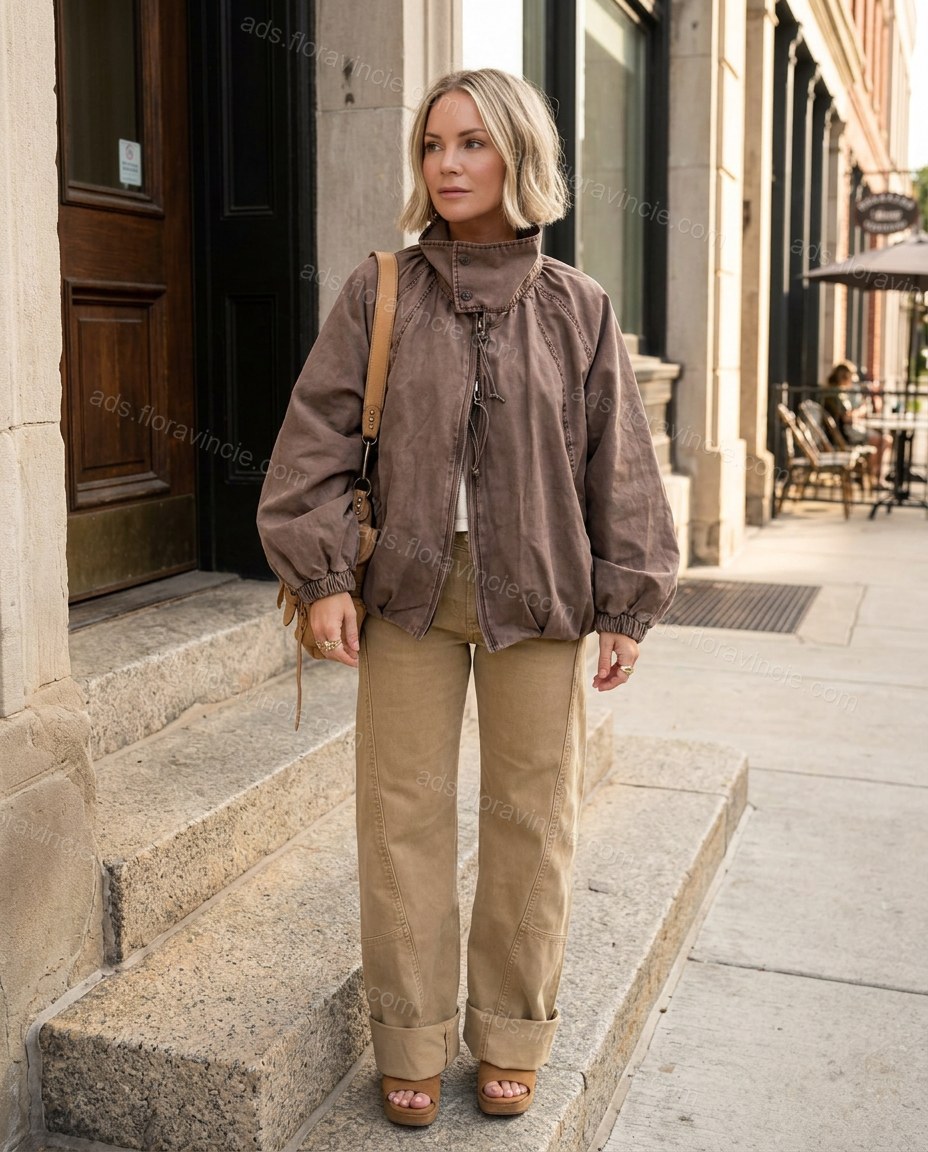 Brown Lace Wide-Leg Cropped Pant Set by ads.floravincie.com