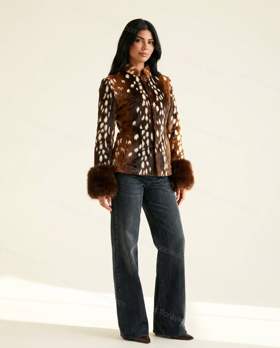Brown And White Animal Print Lace Wide-Leg Pant Set by ads.floravincie.com