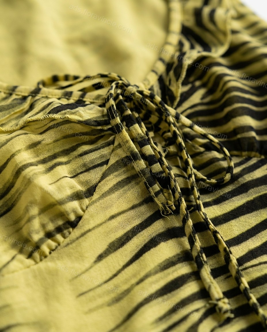 Yellow Animal Print V-Neck Ruffle Mini Dress by ads.floravincie.com