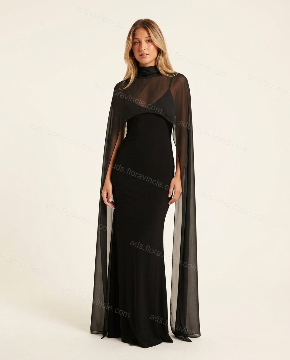 Black Sleek Sheer Maxi Dress by ads.floravincie.com