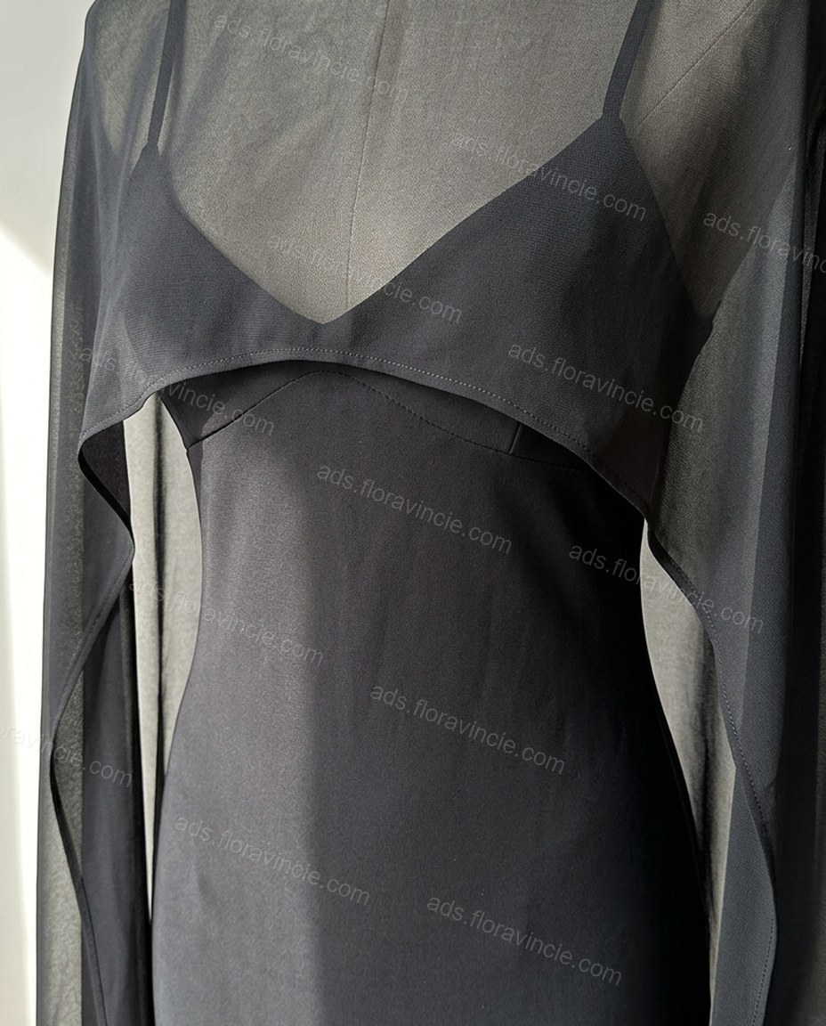 Black Sleek Sheer Maxi Dress by ads.floravincie.com