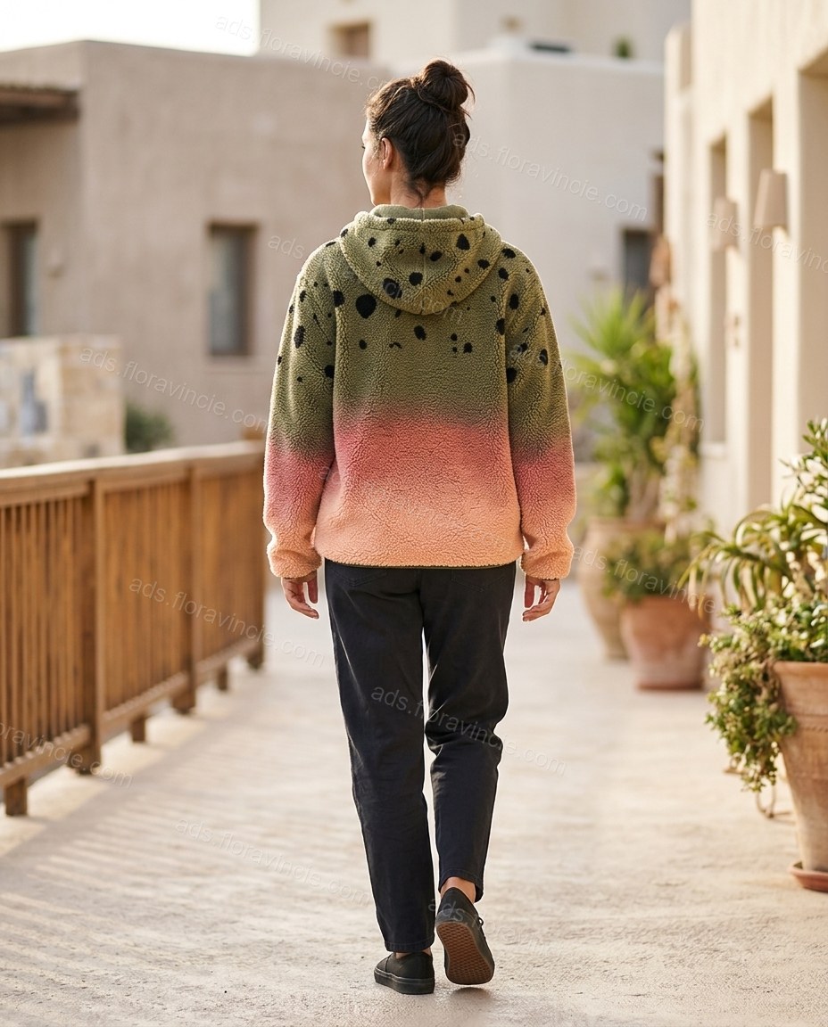 Olive Green Cape Blouse, movement and fit lifestyle view, by ads.floravincie.com