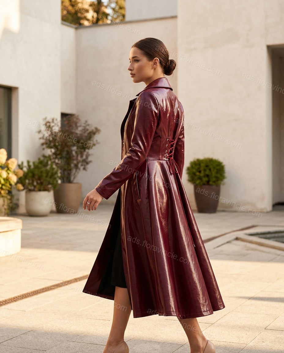 Burgundy Lace Coat, alternate use-case lifestyle view, by ads.floravincie.com