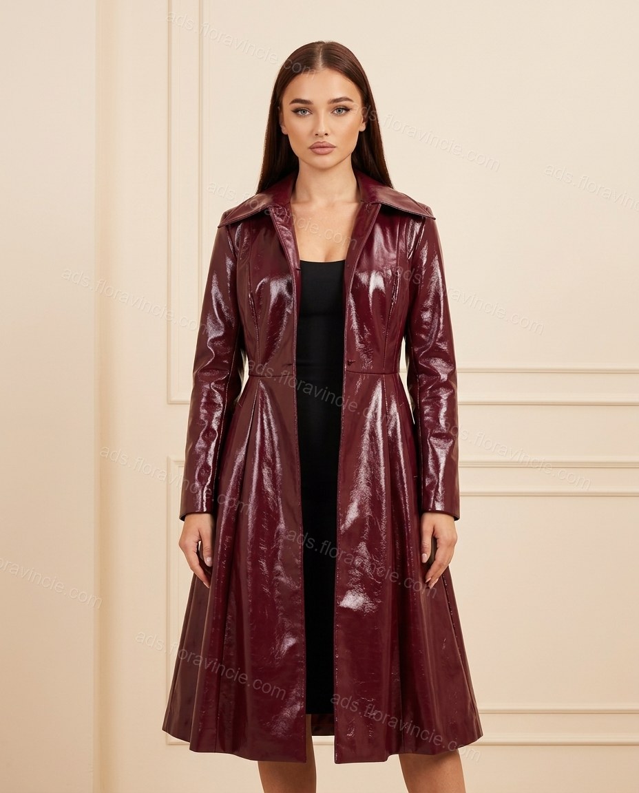 Burgundy Lace Coat, full-length hero view, by ads.floravincie.com