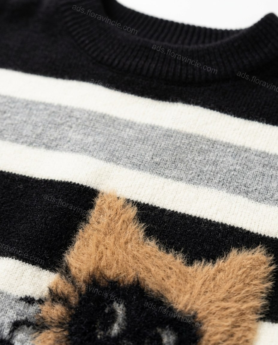 Black Striped Knit Ribbed Top & Skirt Set, close-up of striped, by ads.floravincie.com