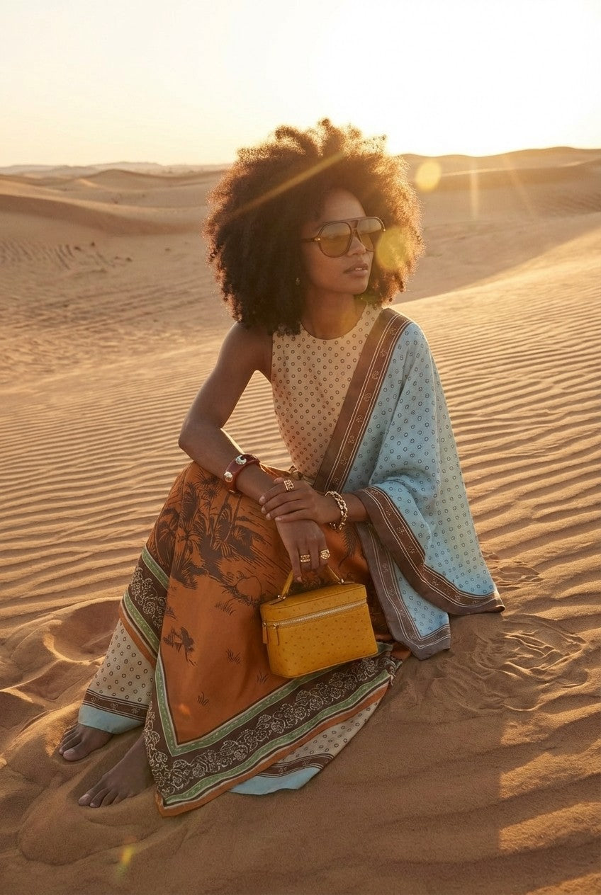 Polka Dot Blouse and Tropical Wide Leg Pants Resort Set