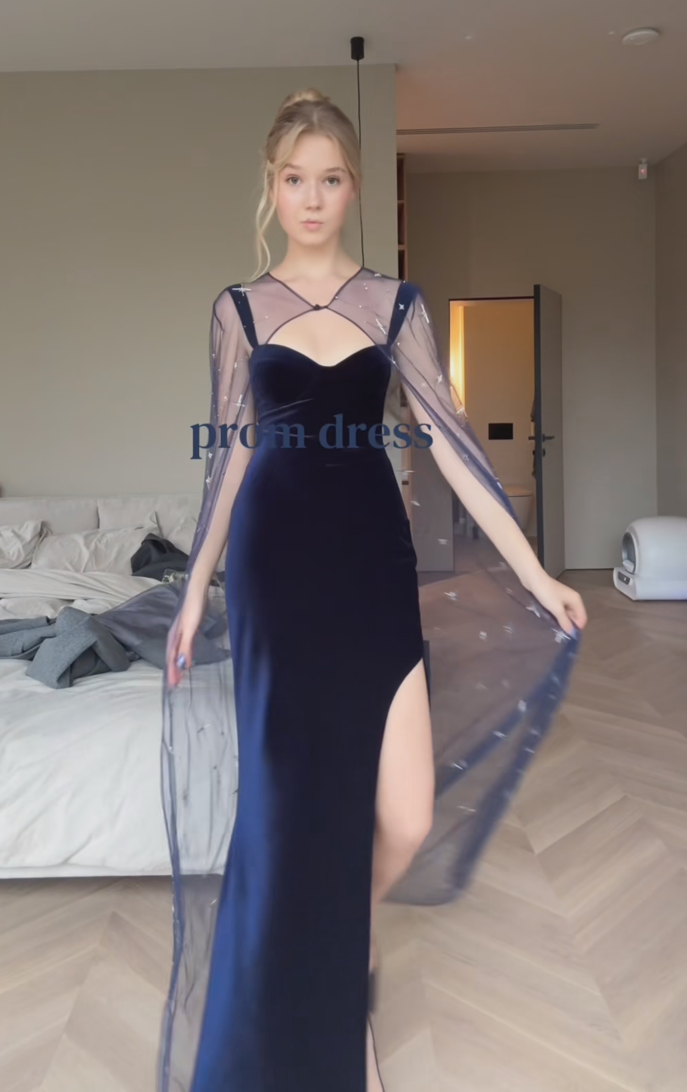 Navy Blue Aura Date Night Satin Maxi Dress