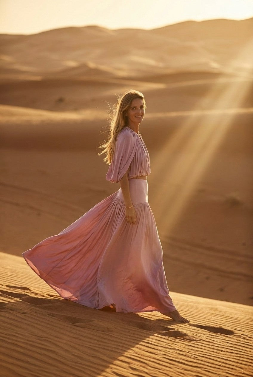 Pleated Crop Top and Maxi Skirt Set