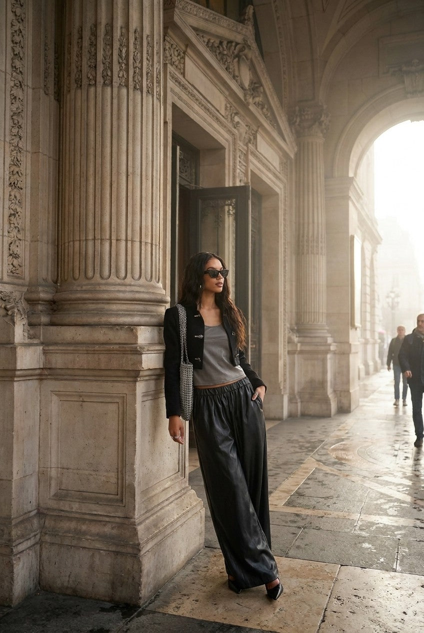 Relaxed Faux Leather Palazzo Pants