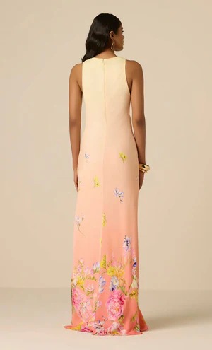 Floral Print Cape Two-Piece Maxi Dress Set
