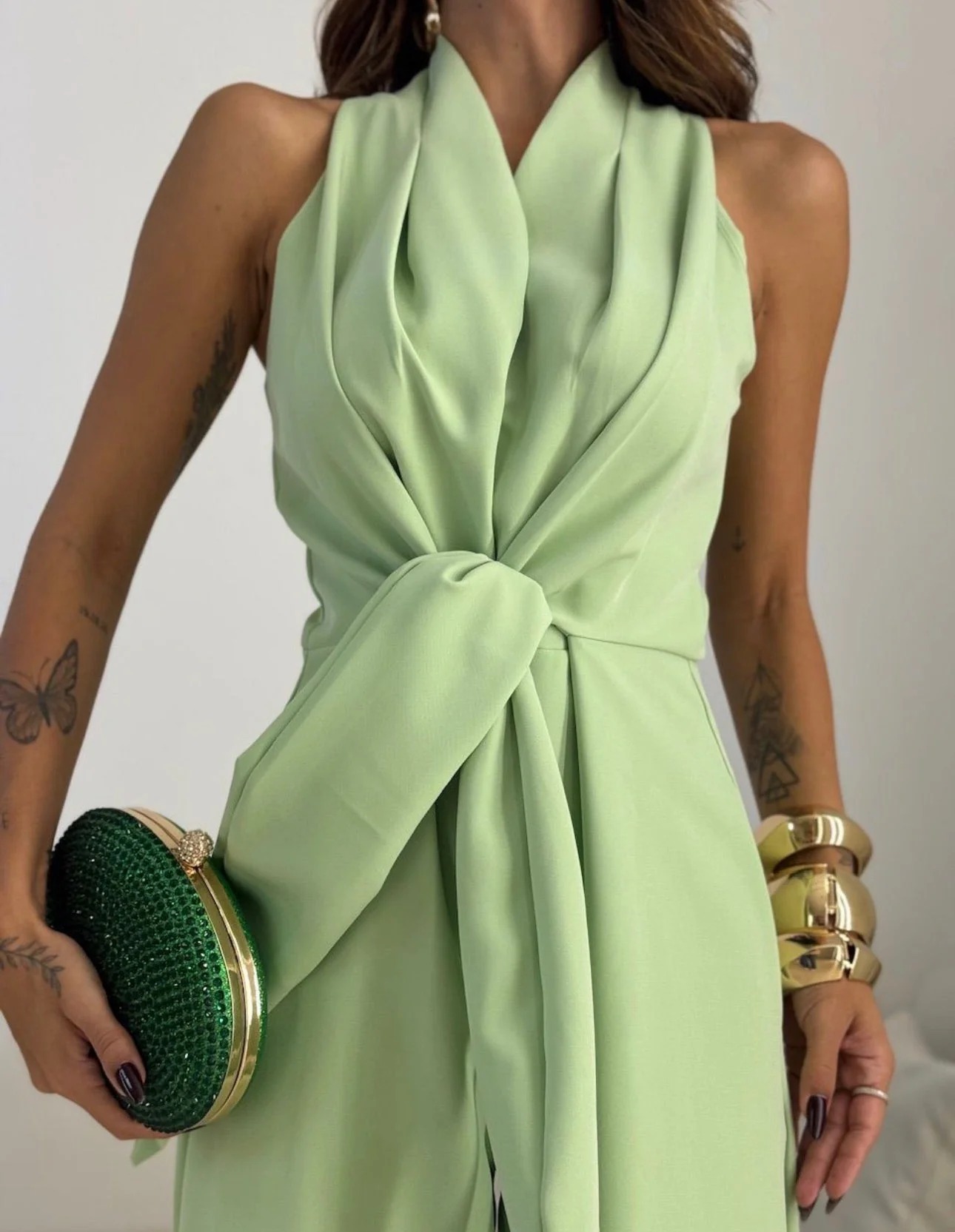 V-Neck Wide-Leg Tie Waist Wide-Leg Jumpsuit