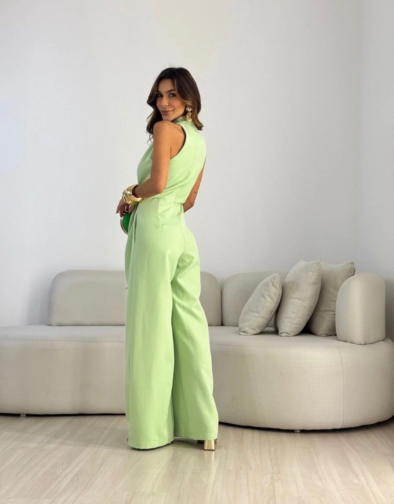 V-Neck Wide-Leg Tie Waist Wide-Leg Jumpsuit