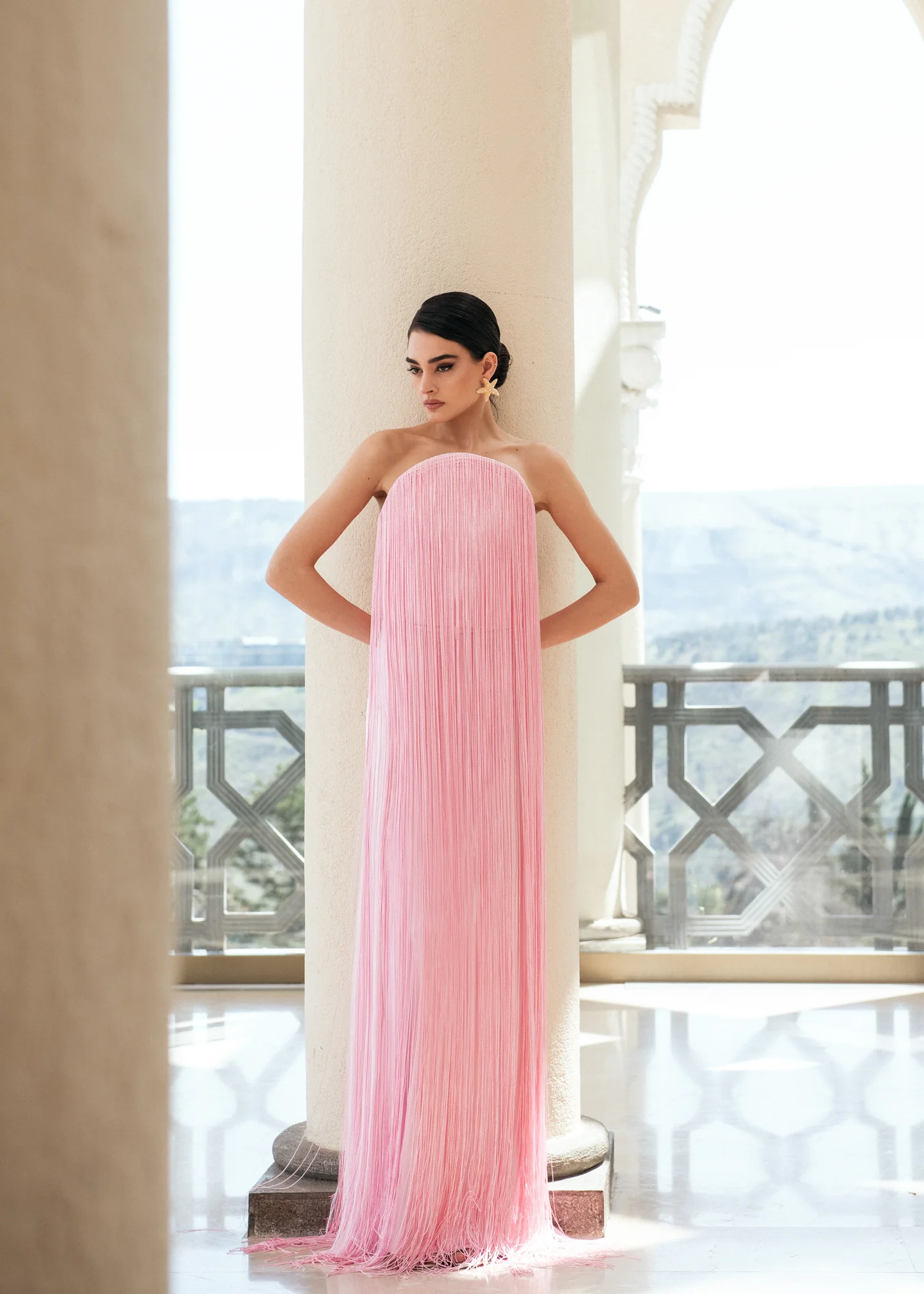 Strapless Fringe Maxi Dress