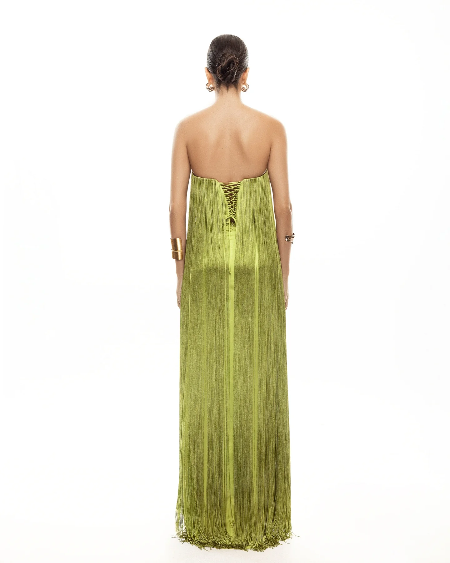 Strapless Fringe Maxi Dress