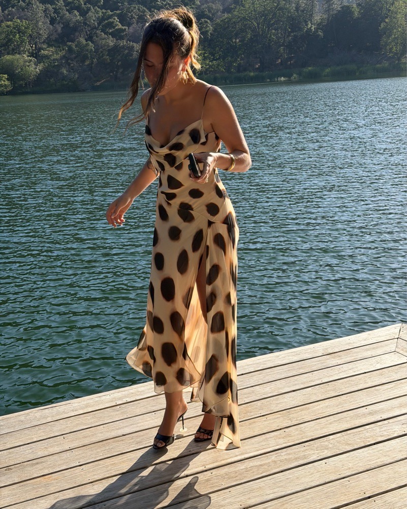 Ombre Leopard Spot Bias-Cut Midi Dress