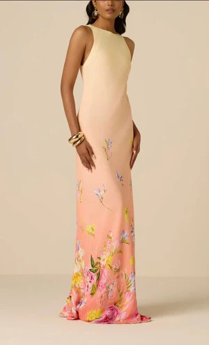 Floral Print Cape Two-Piece Maxi Dress Set
