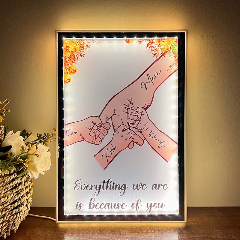 Mom Everything We Are Is Because Of You - Personalized Frame Light Box