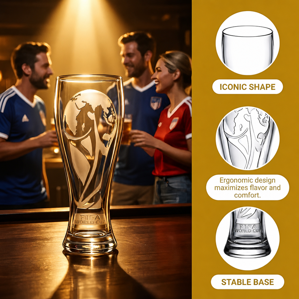 World Cup 2026™ Trophy Crystal Glass Set with Gold Bottle Opener – Collector's Gift Box