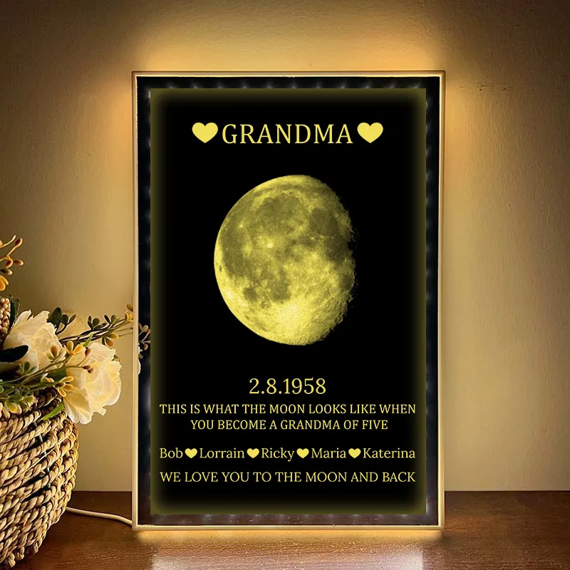 Custom Mom Moon Phase Led Art Mirror
