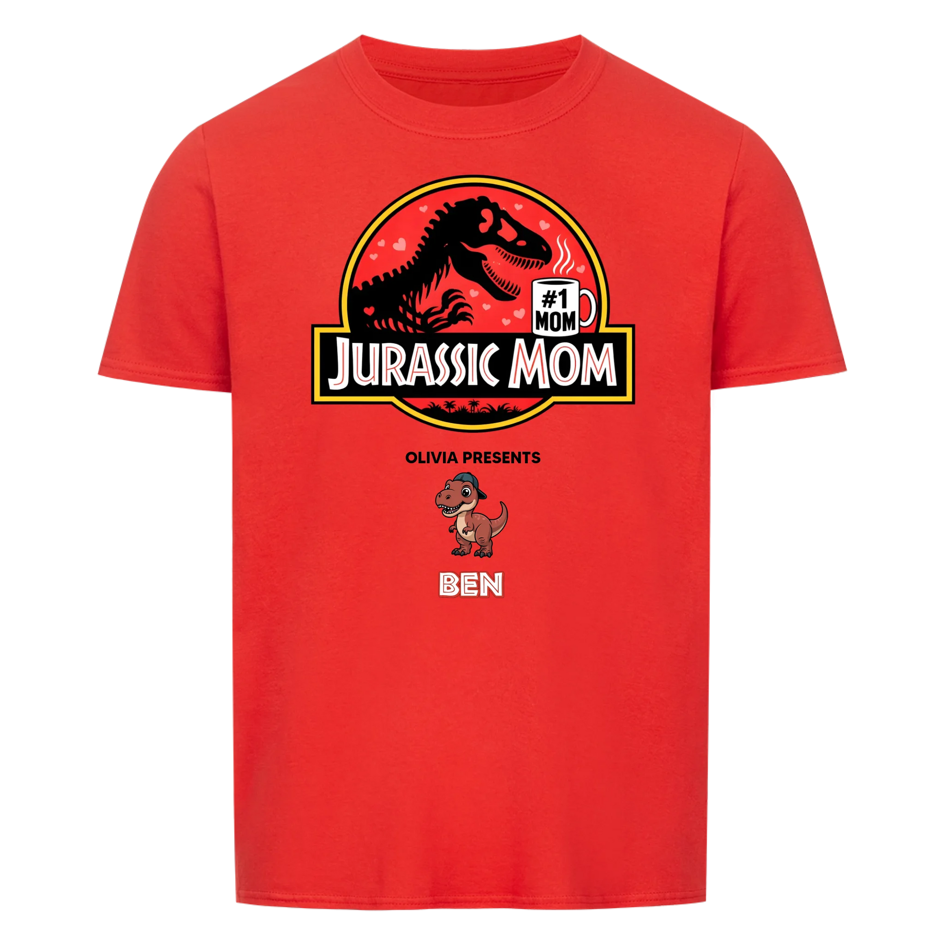 Personalized Jurassic Mom T-Shirt - Custom Kids Names Funny Jurassic Park Parody Mother's Day Gift
