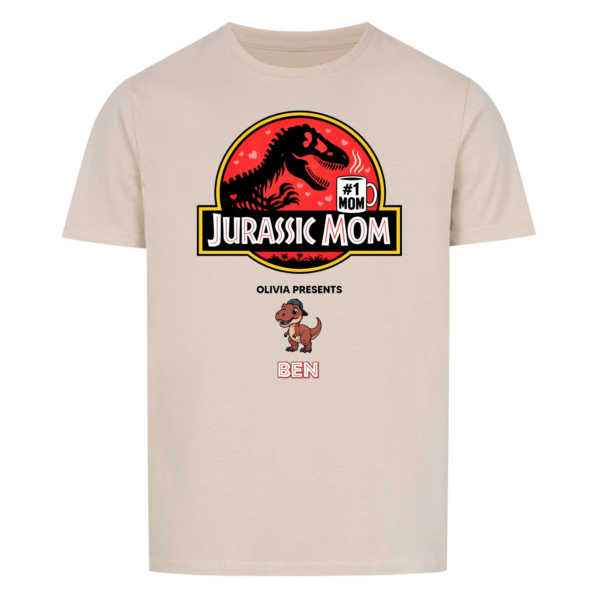 Personalized Jurassic Mom T-Shirt - Custom Kids Names Funny Jurassic Park Parody Mother's Day Gift