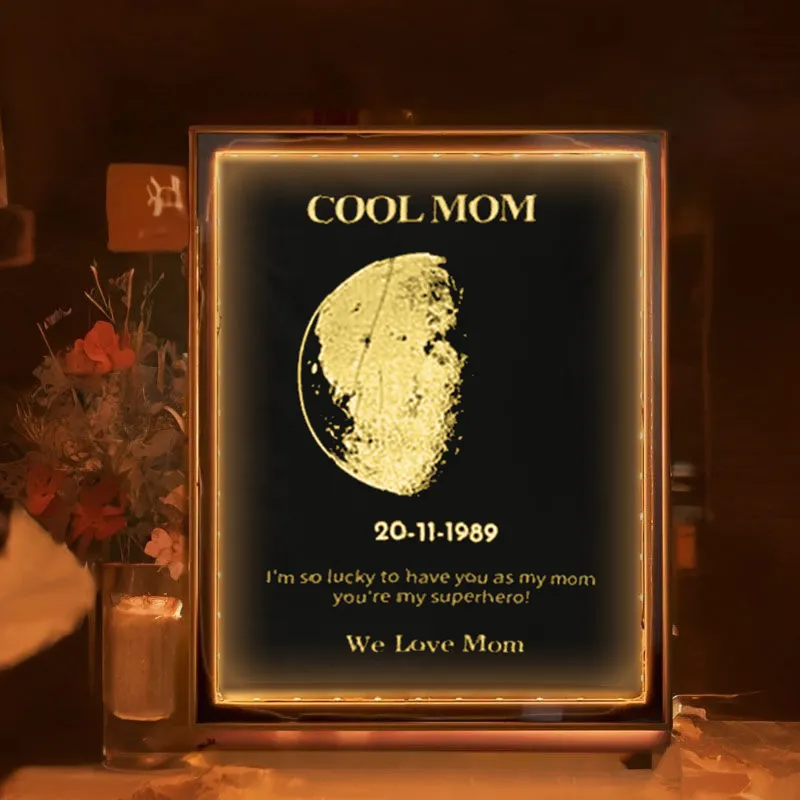 Custom Mom Moon Phase Led Art Mirror