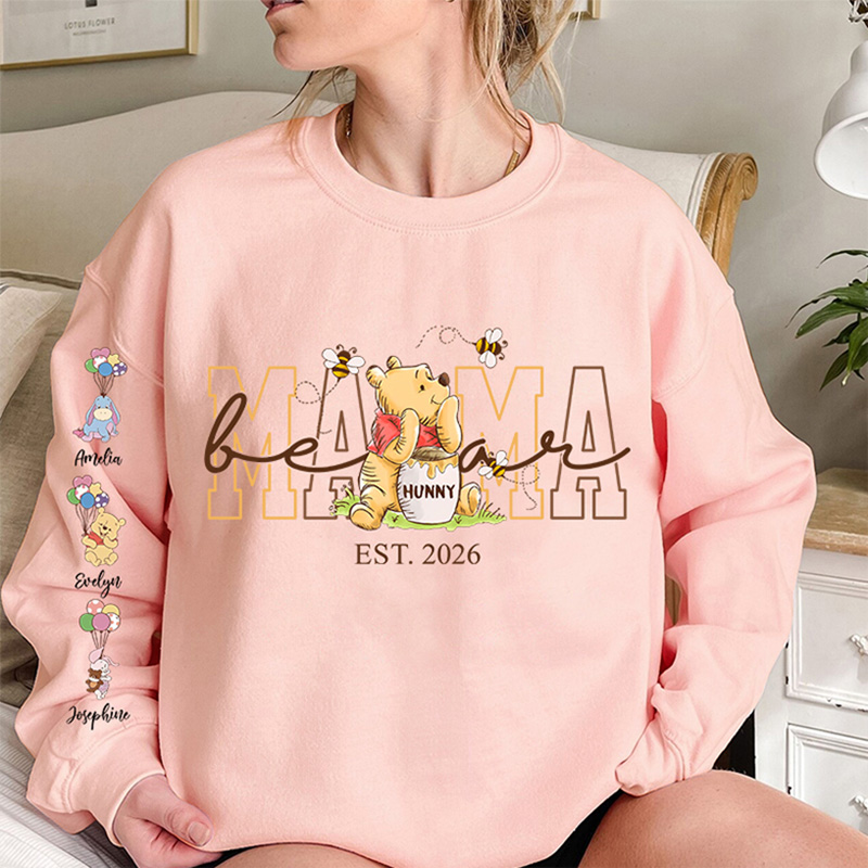 Custom This Mama Bear Hunny Bee Sweatshirt With Kid Names