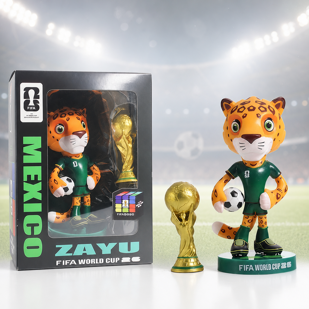 2026 World Cup Mascot Set — Zayu, Maple & Clutch Collectible Figurines with Mini Trophies