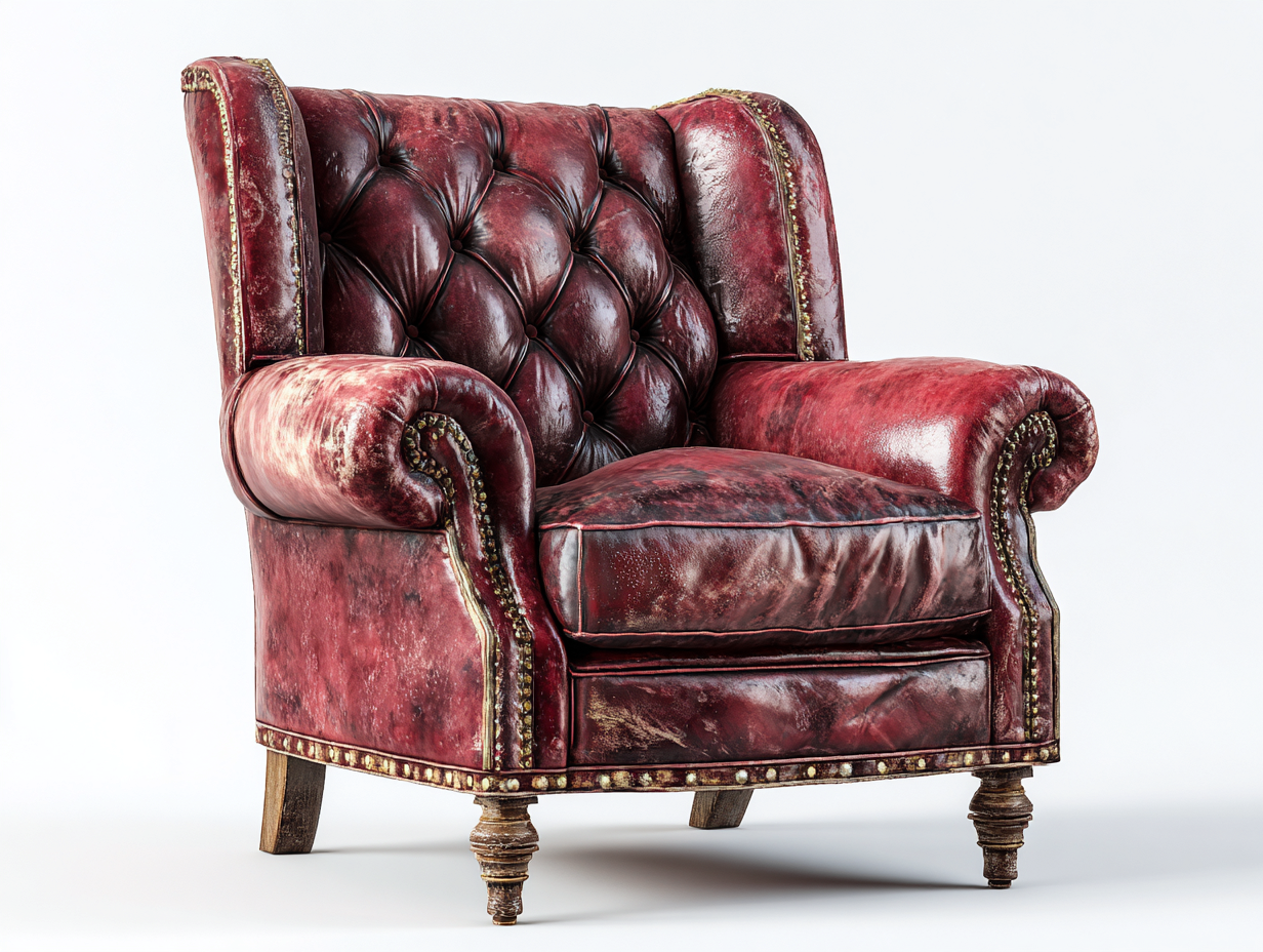 Poltrona in pelle rossa 85x90x95 cm - stile classico-Nookmyio