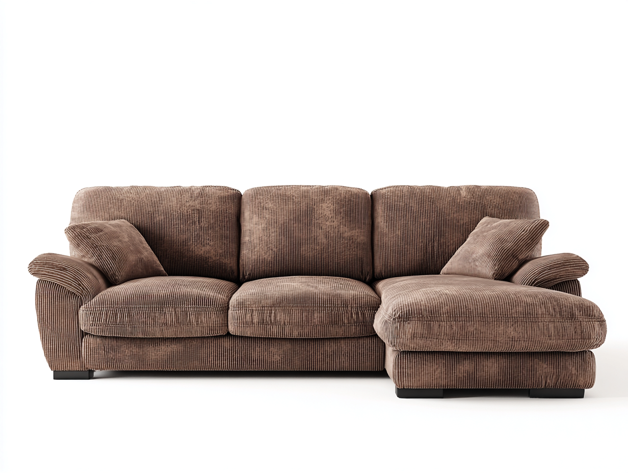 Divano angolare in tessuto a coste 260x170x85 cm - marrone - stile moderno per soggiorno-Nookmyio