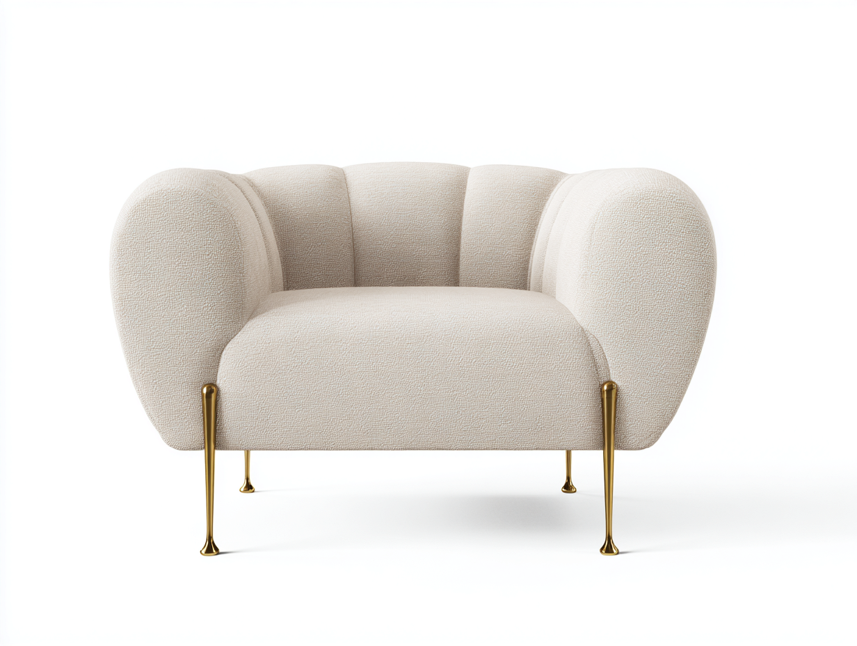 Poltrona in tessuto imbottita stile moderno 85x80x75 cm - beige - per soggiorno design elegante-Nookmyio