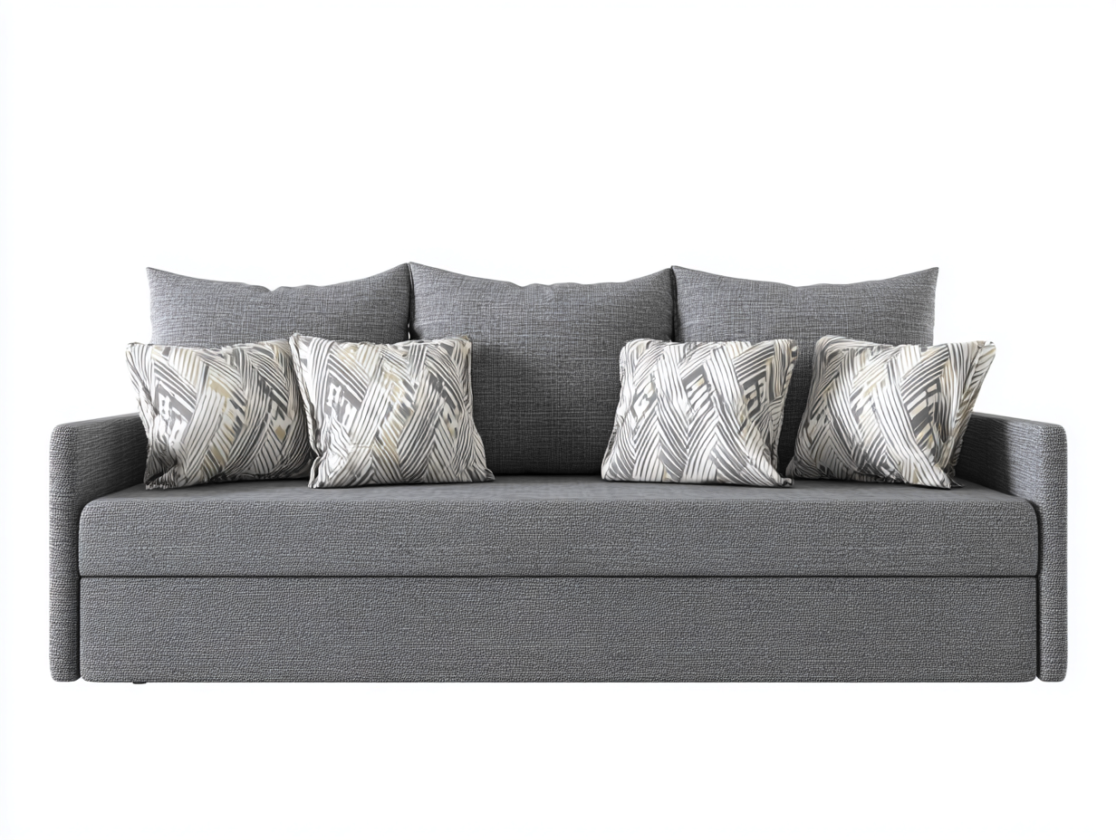 Divano a 3 posti imbottito in tessuto 220x90x85 cm - grigio - per soggiorno design moderno-Nookmyio