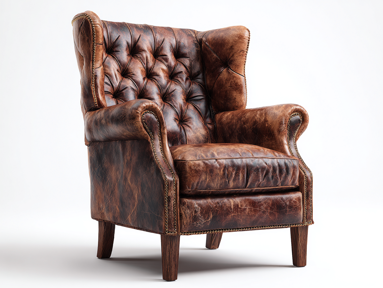 Poltrona in pelle 88x92x108 cm rivestita in pelle - marrone vintage - stile classico per soggiorno-Nookmyio