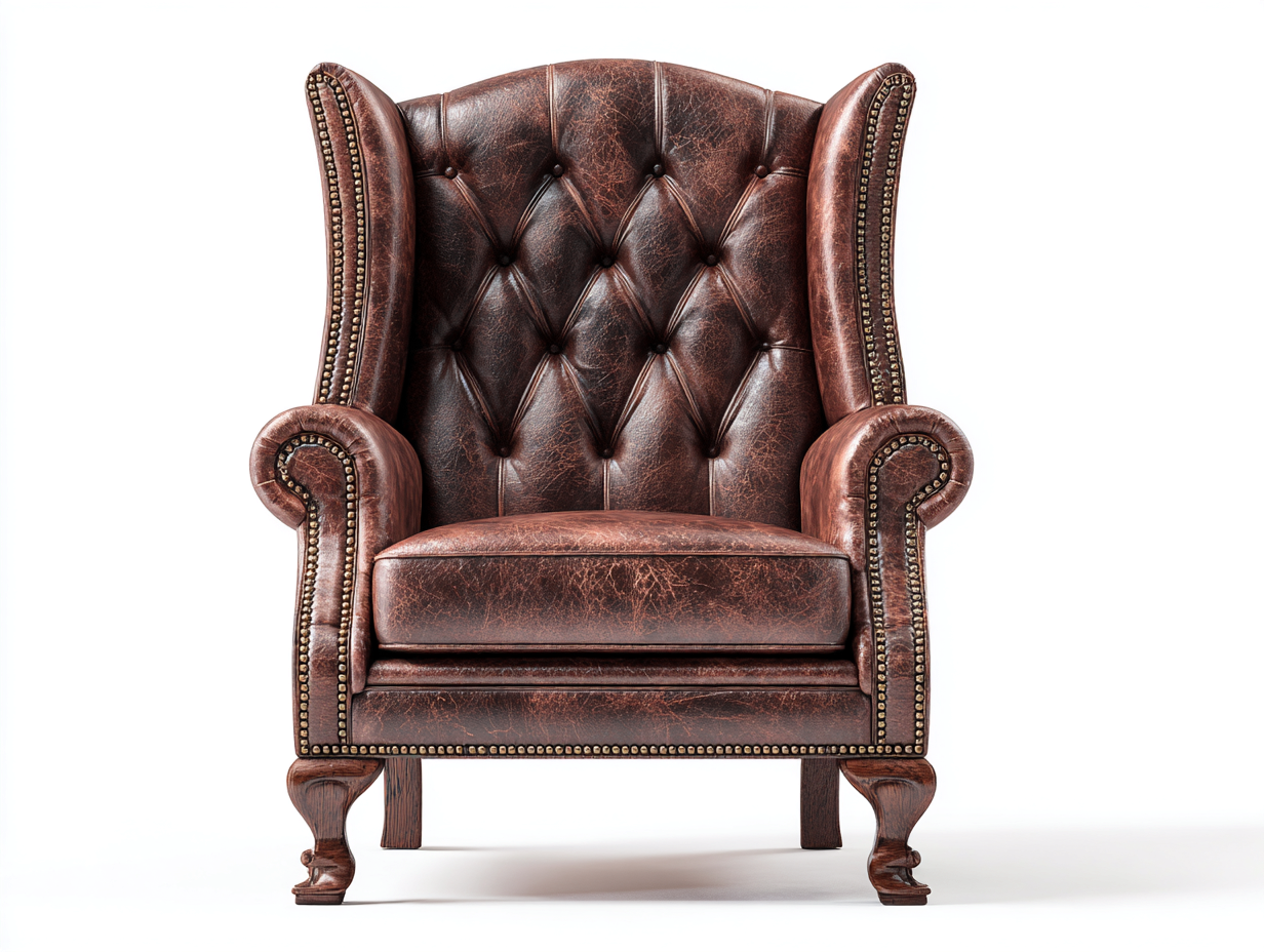 Poltrona in pelle 85x92x102 cm - marrone vintage - stile classico per soggiorno-Nookmyio