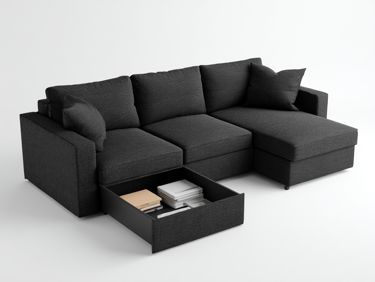 Divano angolare in tessuto 260x160x85 cm - antracite - design moderno per soggiorno-Nookmyio