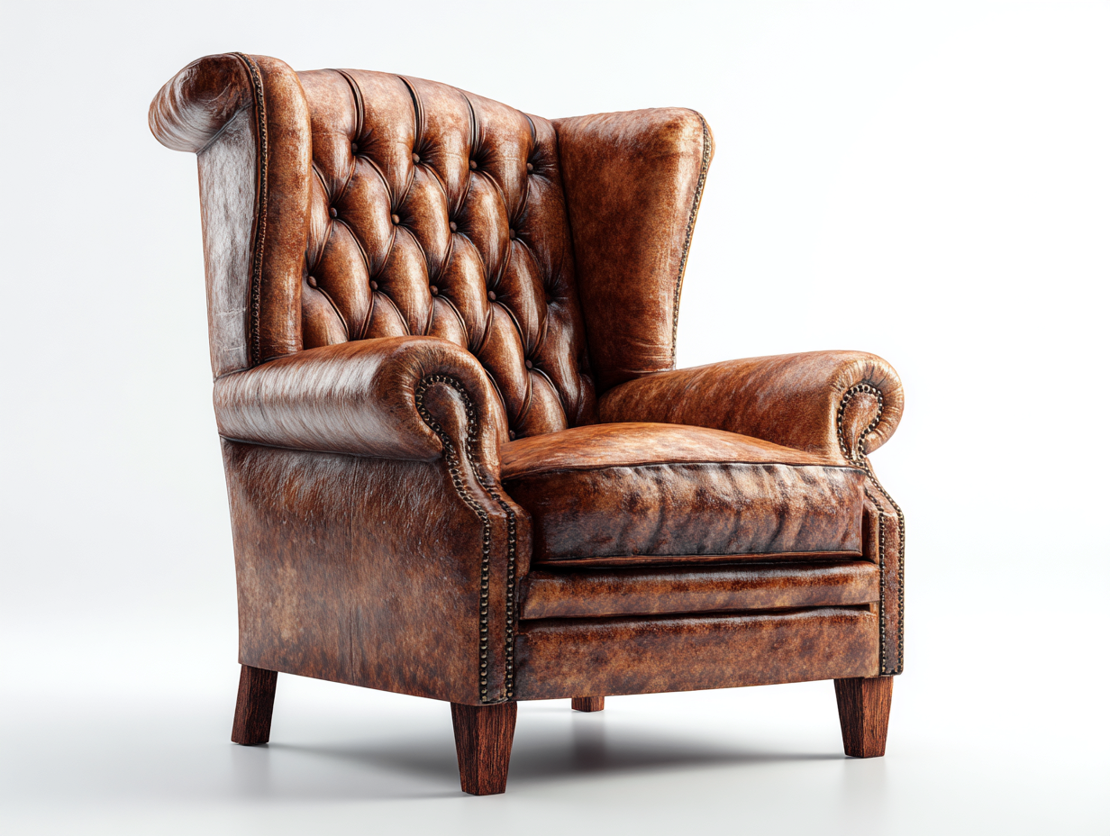 Poltrona in pelle marrone 88x92x98 cm - stile classico-Nookmyio