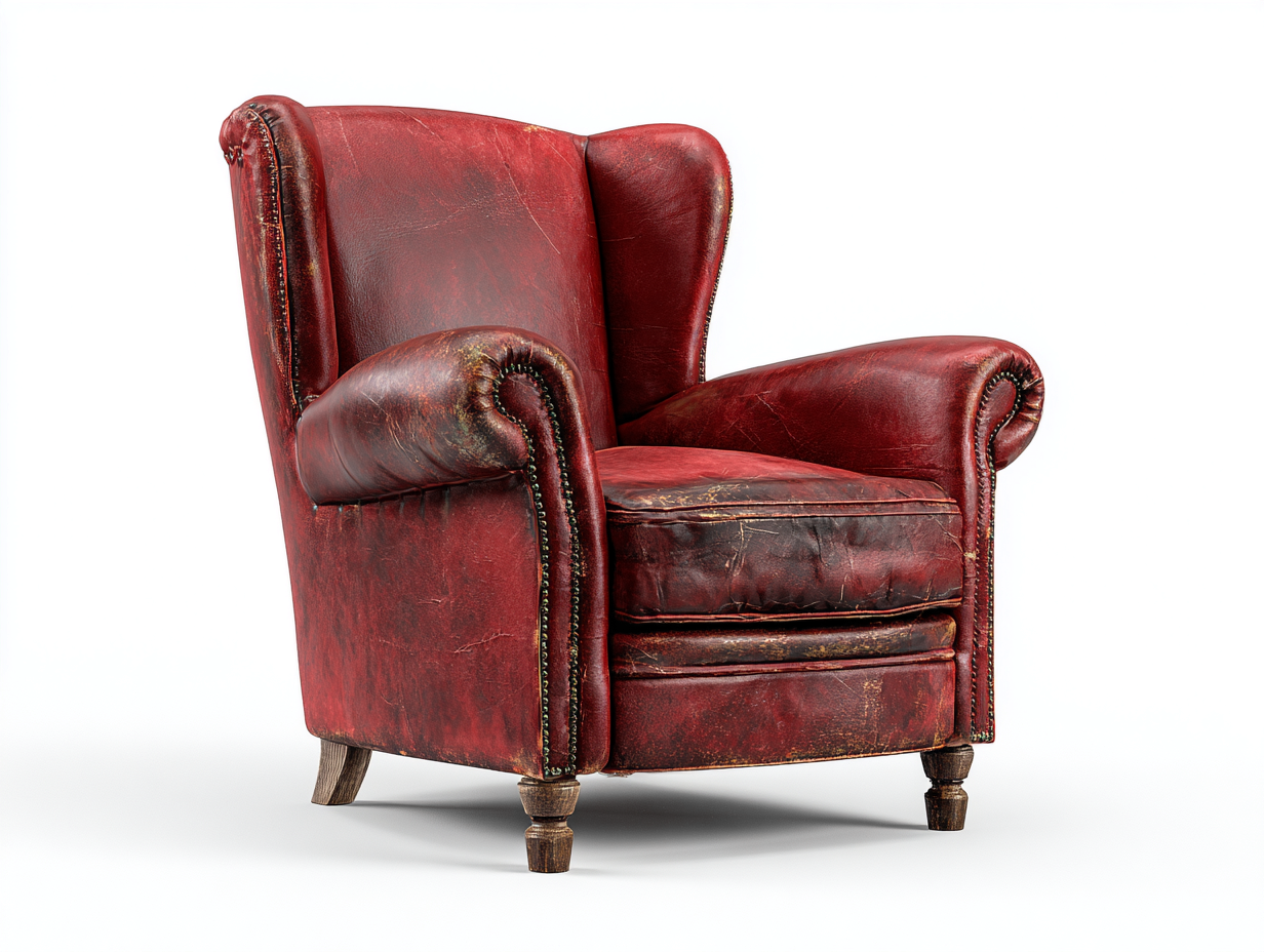 Poltrona in pelle 82x90x98 cm - rosso scuro - stile classico per soggiorno-Nookmyio