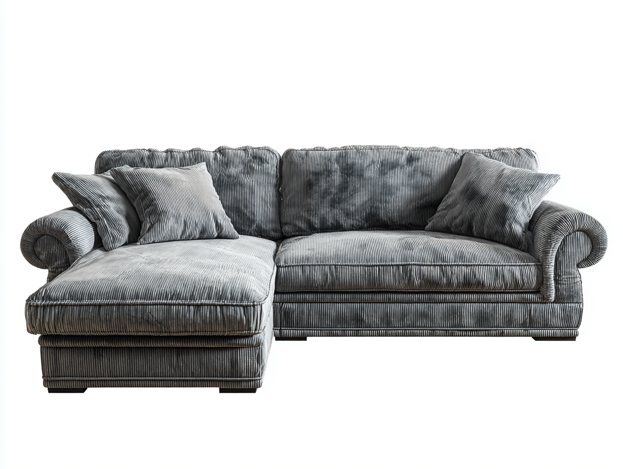 Divano angolare imbottito in tessuto 260x165x88 cm - grigio scuro - per soggiorno design classico-Nookmyio