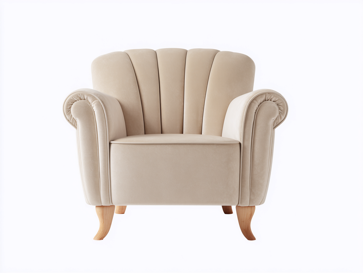 Poltrona in tessuto 78x86x92 cm - beige - stile classico per soggiorno-Nookmyio