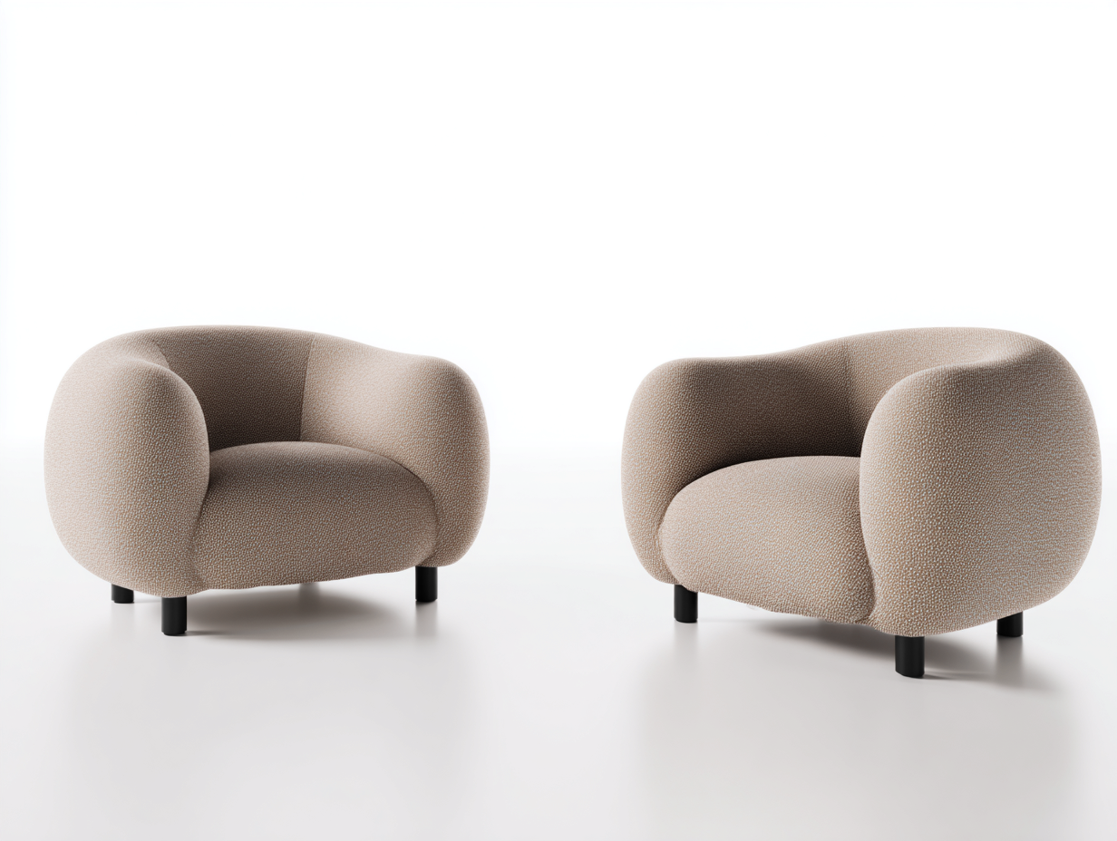 Poltrona in tessuto stile moderno 80x75x70 cm - beige - set per soggiorno-Nookmyio