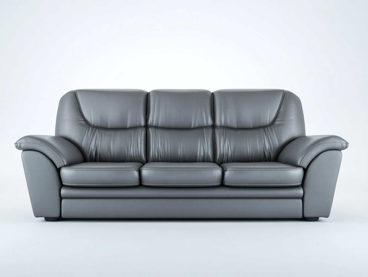 Divani a 3 posti 215x90x85 cm rivestito in similpelle - grigio - stile moderno per soggiorno-Nookmyio