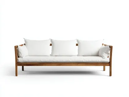 Gartensofa-Holz-Stoff-218x82x76 cm-Naturholz-Weiss-Modernes Outdoor Design-Oakgetlab