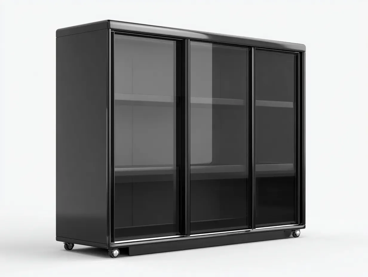 Vitrine-Schrank-Glas-Metall-178x42x162 cm-Schwarz-Modernes Design-Oakgetlab