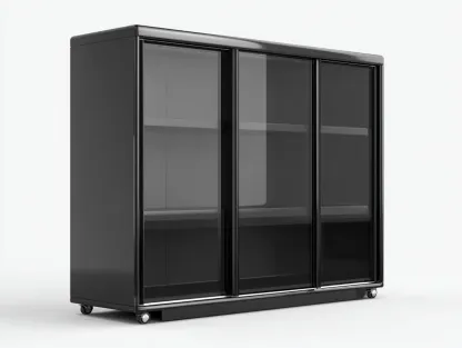 Vitrine-Schrank-Glas-Metall-178x42x162 cm-Schwarz-Modernes Design-Oakgetlab