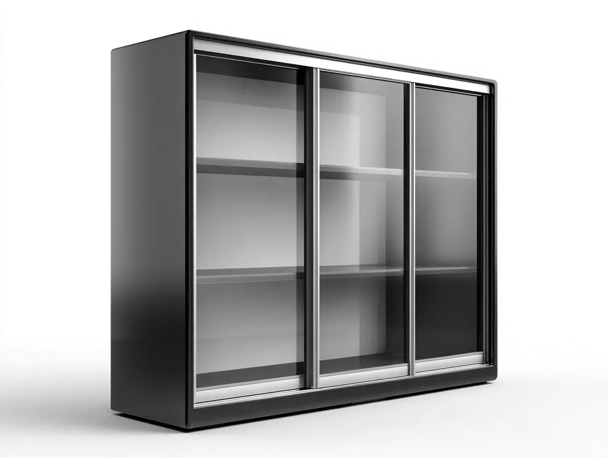 Vitrine-Schrank-Glas-Metall-172x40x150 cm-Schwarz-Modernes Design-Oakgetlab