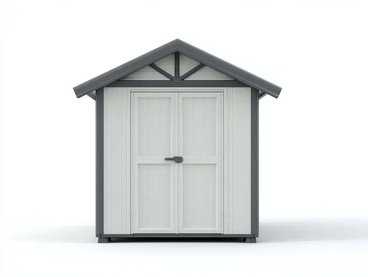 Gartenhäuser - Kunststoff - 210x198x215 cm - Weiß-Grau - Moderner Stil-Oakgetlab