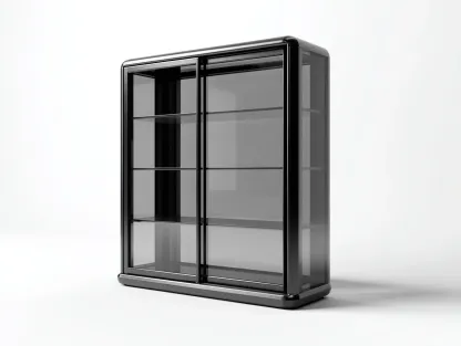 Vitrine-Schrank-Glas-Metall-92x38x148 cm-Schwarz-Modernes Design-Oakgetlab