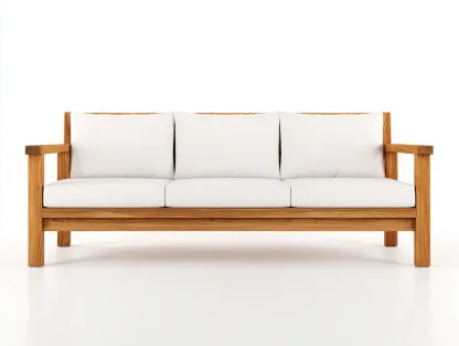 Gartensofa-Holz-Stoff-198x78x74 cm-Naturholz-Weiss-Modernes Outdoor Design-Oakgetlab