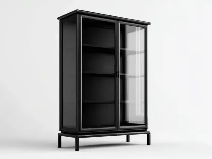 Vitrine-Schrank-Glas-Metall-86x40x158 cm-Schwarz-Modernes Design-Oakgetlab