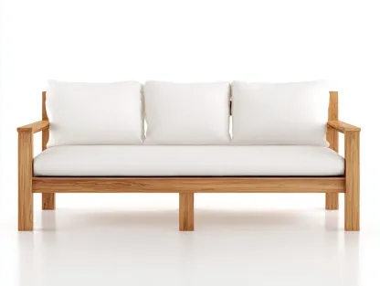 Gartensofa-Holz-Stoff-205x82x77 cm-Naturholz-Weiss-Modernes Outdoor Design-Oakgetlab